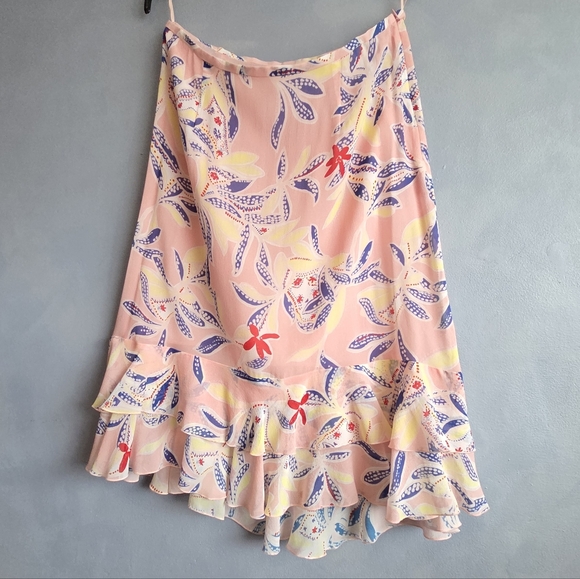 SEE BY CHLOÈ SILK RED, YELLOW, FRILL SKIRT, SIZE US 10, NEW - Picture 4 of 14